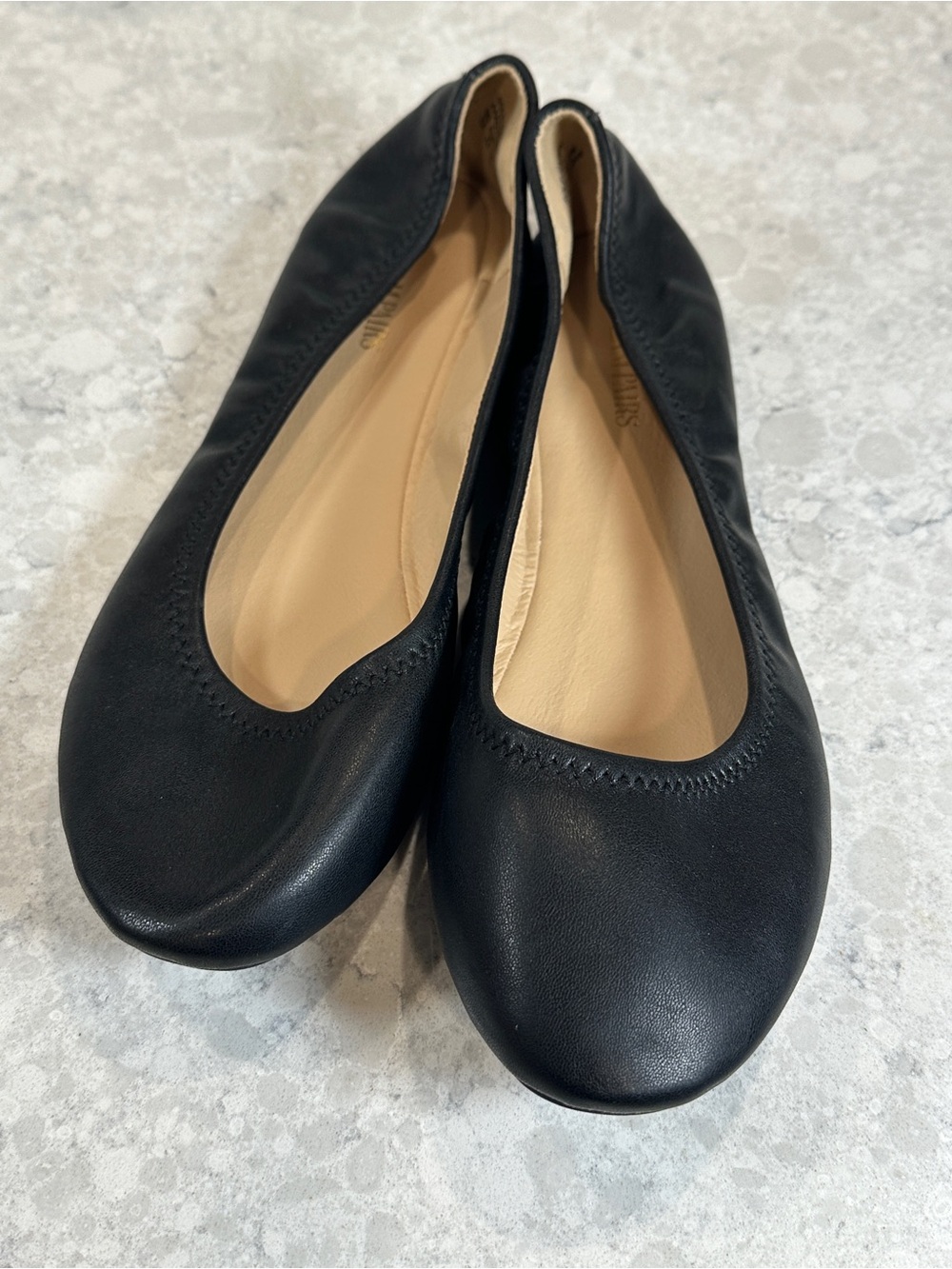 Women's Black Leather Ballet Flats